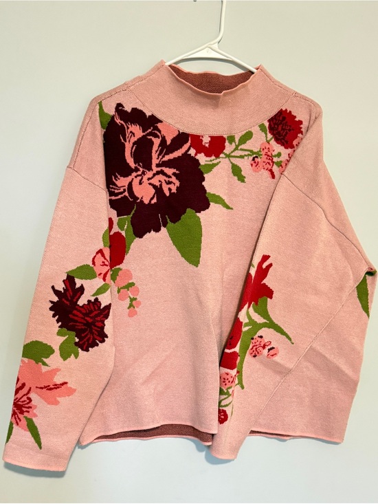 Maeve Sweaters - Maeve Pink Floral Turtleneck Sweater